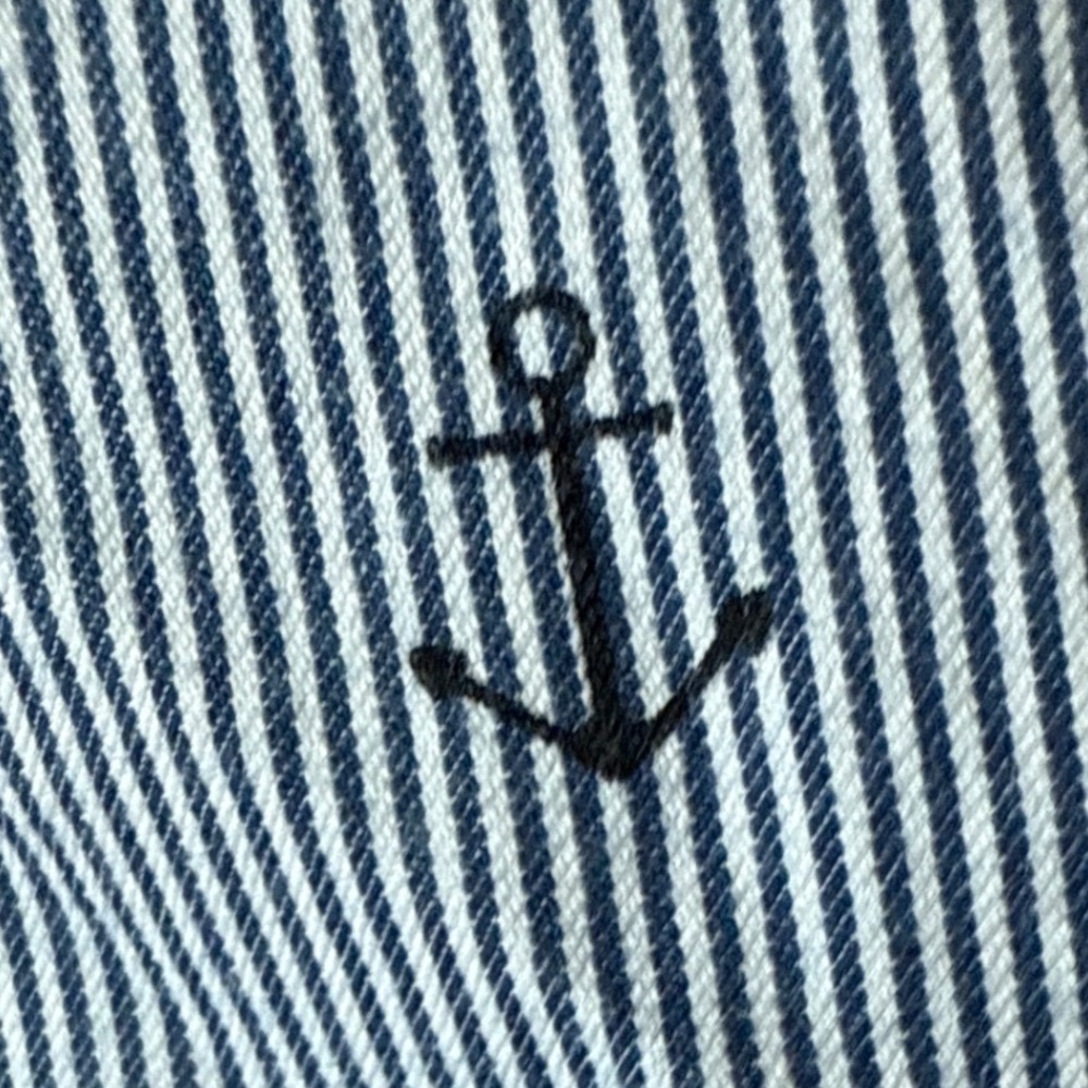 Croft & Barrow Blue White Pinstripe Anchor Embroidered Nautical Skort WM's 8 EUC - Picture 2 of 10